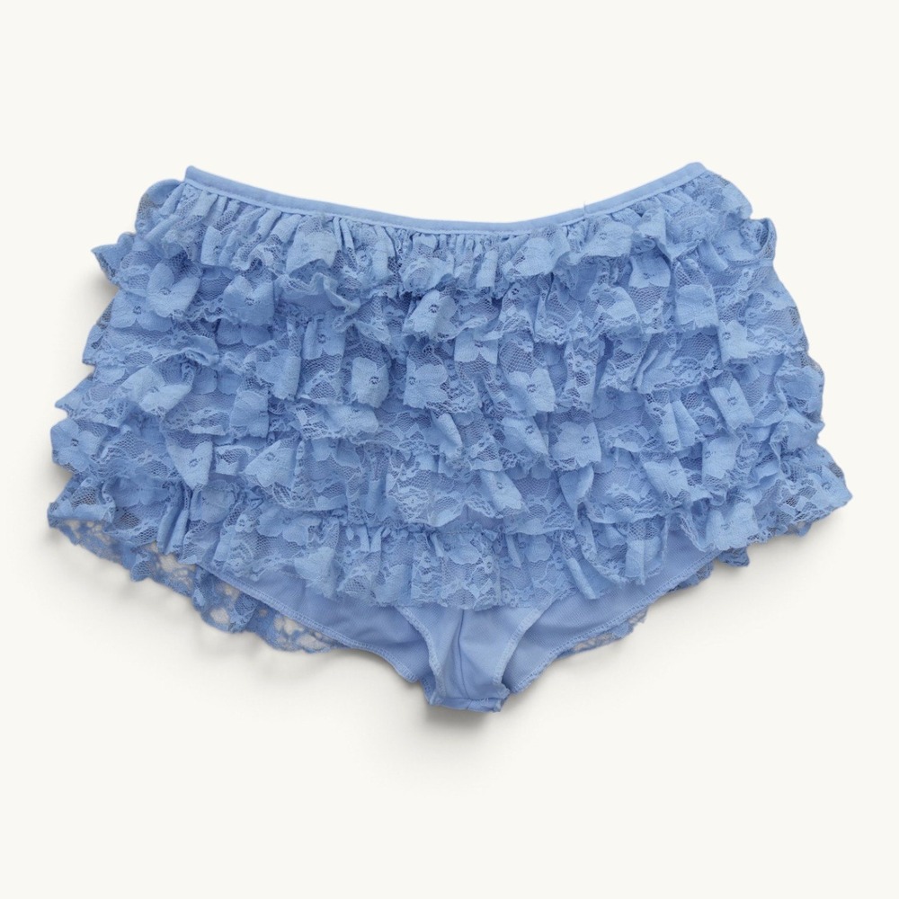 Leg Avenue Light Blue Tiered Lace Ruffle Bloomer Shorts Size S